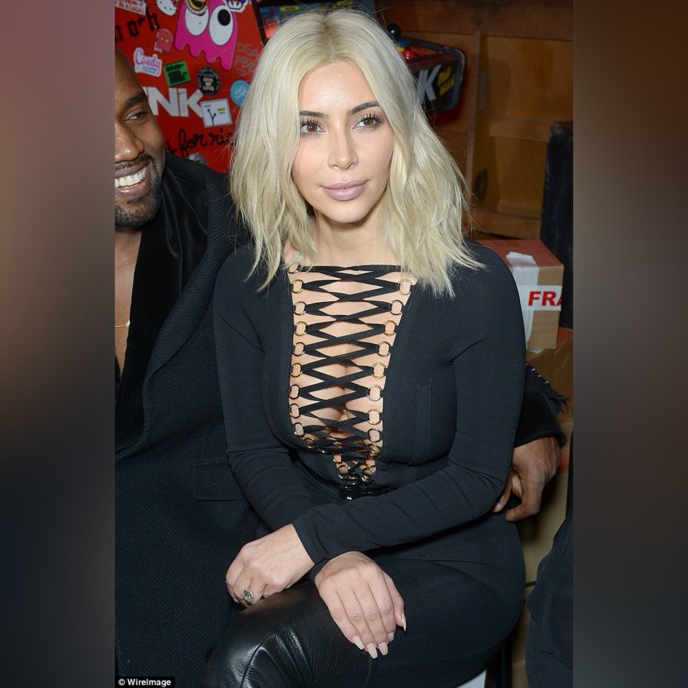 Givenchy Black Lace-Up Bodysuit Aso Kim K